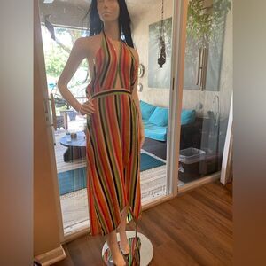 NWT BLU PEPPER Multi Colored Striped Halter Top